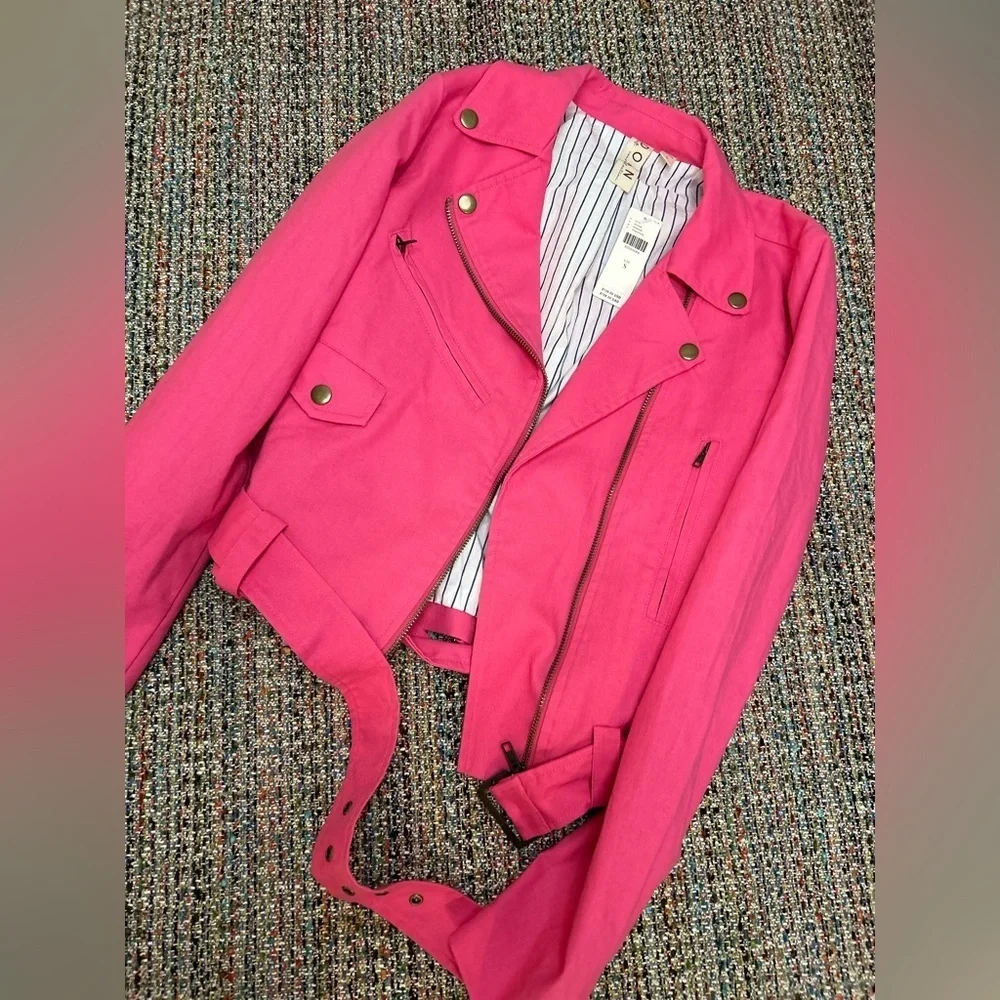 Anthropologie DOLAN Pink Linen Moto Jacket - Picture 10 of 11
